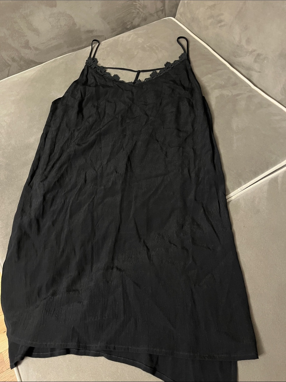 Sadie & Sage Black Lace-Trim Slip Midi Dress
